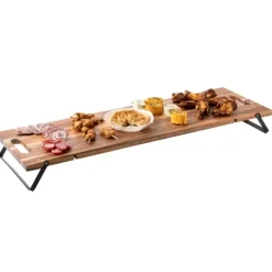Pratos Para Servir-CASA Acacia Lux Prancha Para Servir /Mesa Preto, Natural