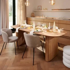 Mesas De Jantar-CASA Acacia Mesa De Jantar Com Pernas Para Mesa