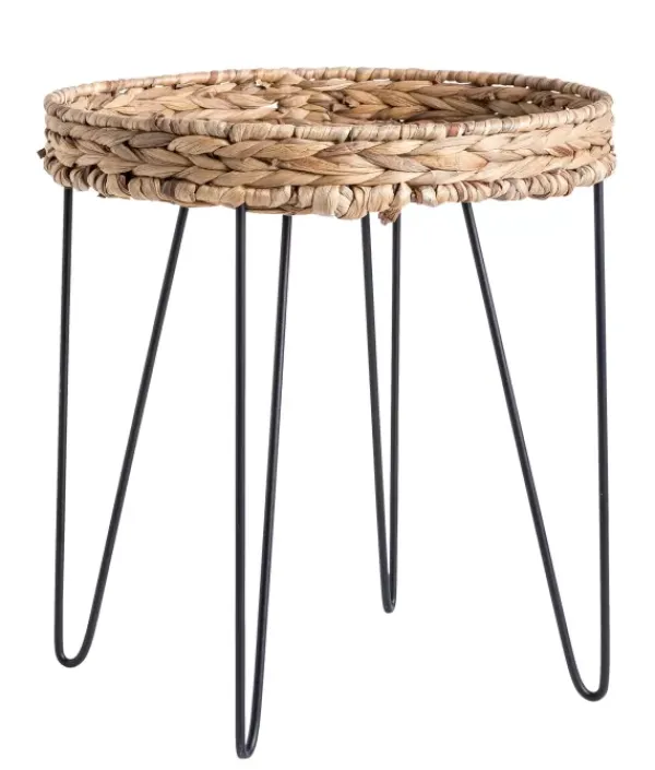 Mesas De Apoio-CASA Akela Mesa Auxiliar Preto, Natural