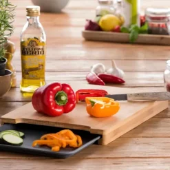 Tábuas-CASA Bamboo T Bua Com Recipiente Cinzento, Natural