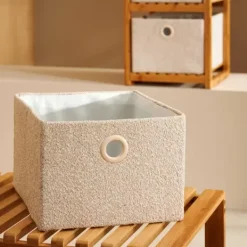 Cestos De Arrumação-CASA Basic Boucle Cesto De Arrumação Off-White/Areia