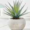 Plantas Artificiais-CASA Cement Cr Ssula Artificial Em Pote Cinzento