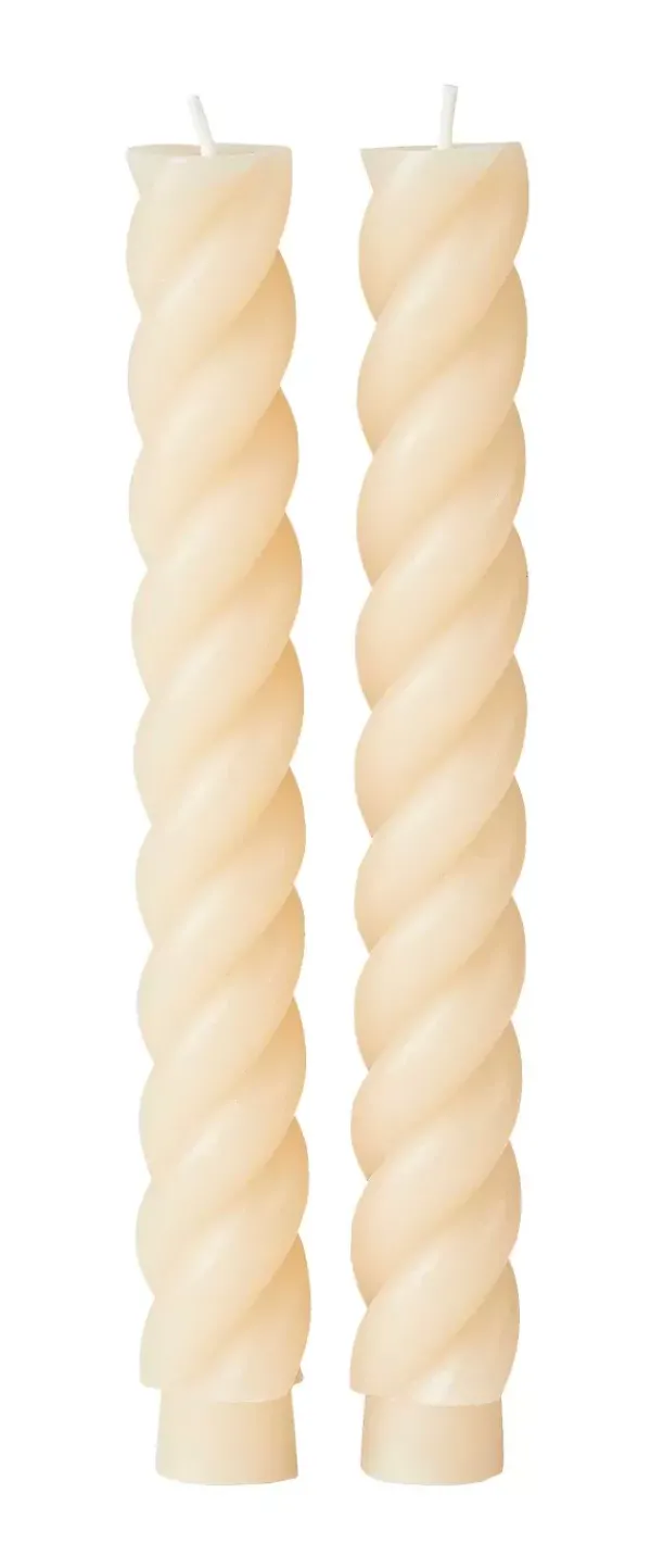 Velas-CASA Curl Velas Conjunto De 2 Bege