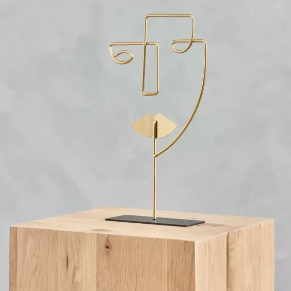 Figuras Deco-CASA Face Decora O Em P Dourado
