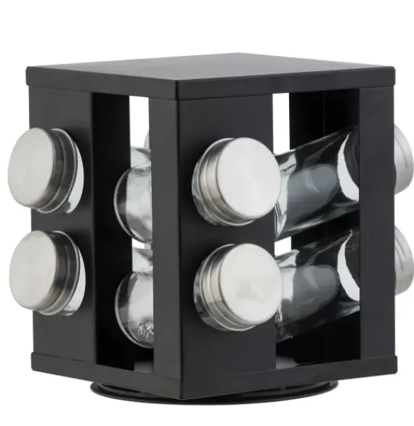 Potes Para Ervas-CASA Industria Carrossel De Especiarias 8 Potes Preto