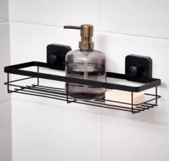 Acessórios De Duche-CASA Industria Cesto Para Duche Com Ventosas Preto