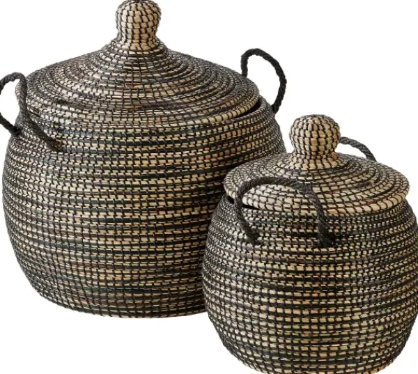 Cestos De Arrumação-CASA Leo Cesto Luxuoso Preto, Natural