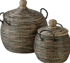 Cestos De Arrumação-CASA Leo Cesto Luxuoso Preto, Natural