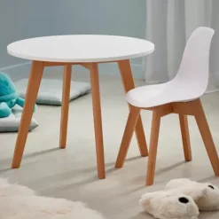 Móveis Para Criancas-CASA Mathias Mesa Para Crian A Branco, Natural
