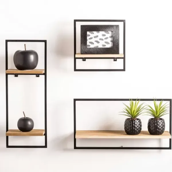 Estantes De Parede-CASA Mix&Match Estante De Parede Preto, Natural