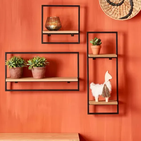 Estantes De Parede-CASA Mix&Match Estante Para Pendurar Preto, Natural
