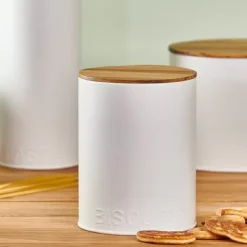 Caixas De Alimentos-CASA Nagini Caixa De Alimentos Para Bolachas Branco, Natural
