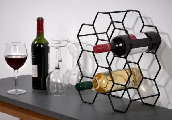Acessórios De Vinho-CASA Nau Estante Para Vinho Para 9 Garrafas Preto