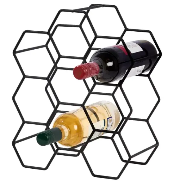 Acessórios De Vinho-CASA Nau Estante Para Vinho Para 9 Garrafas Preto