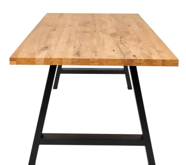 Mesas De Jantar-CASA New Oak Mesa De Jantar Com Pernas Em A De Metal