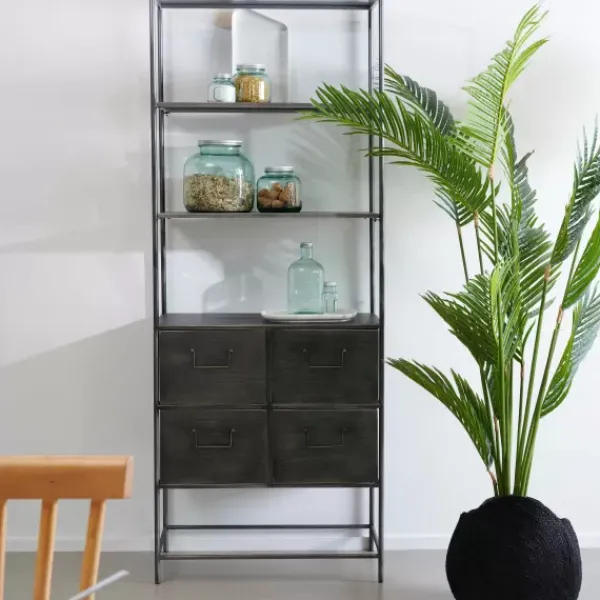 Estantes De Parede-CASA Pharma Estante De Parede Com 4 Gavetas Preto