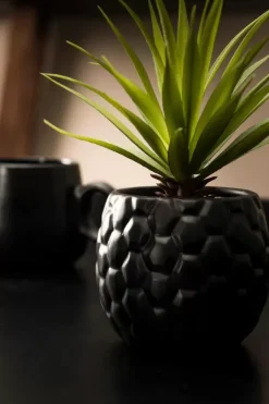 Plantas Artificiais-CASA Pina Planta Anan S Em Vaso Preto