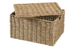 Cestos De Arrumação-CASA Seagrass Cesto De Arrumação L Com Tampa Natural