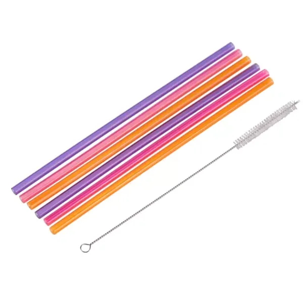 Acessórios Cocktail-CASA Slurp Palhas Reutiliz Veis Conjunto De 6 Mistura De 3 Cores Cor-De-Laranja, Roxo, Rosa
