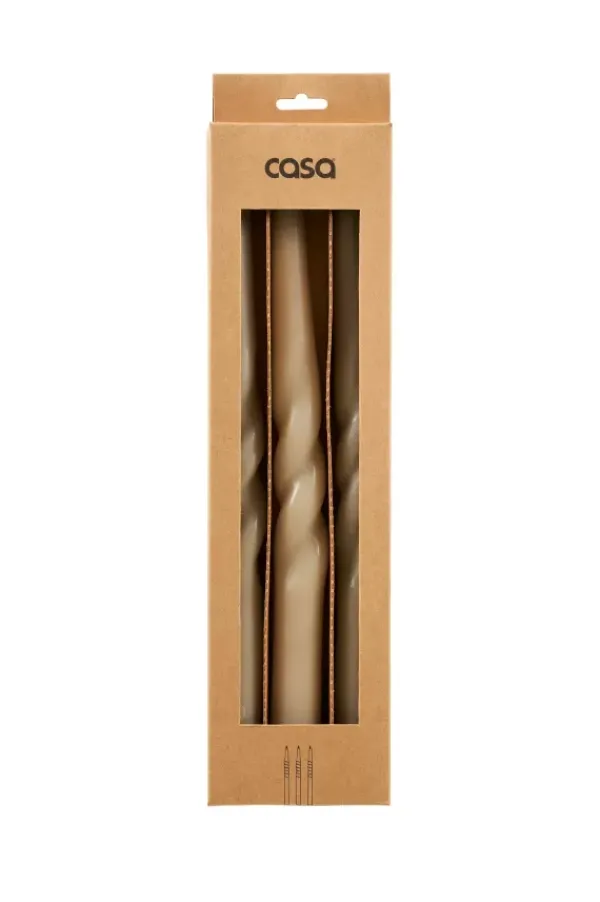 Velas-CASA Spiral Conjunto De 3 Velas Taupe Bege