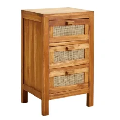 Cómodas-CASA Teck C Moda De 3 Gavetas Natural