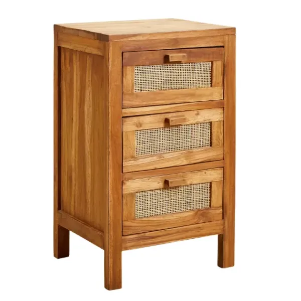 Cómodas-CASA Teck C Moda De 3 Gavetas Natural