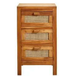 Cómodas-CASA Teck C Moda De 3 Gavetas Natural