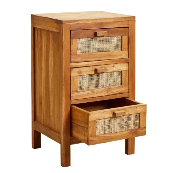 Cómodas-CASA Teck C Moda De 3 Gavetas Natural