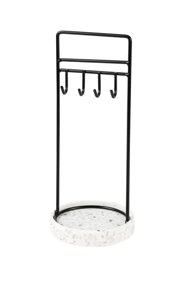 Guarda Joias-CASA Terrazzo Estante Para Joias Preto, Branco, Cinzento