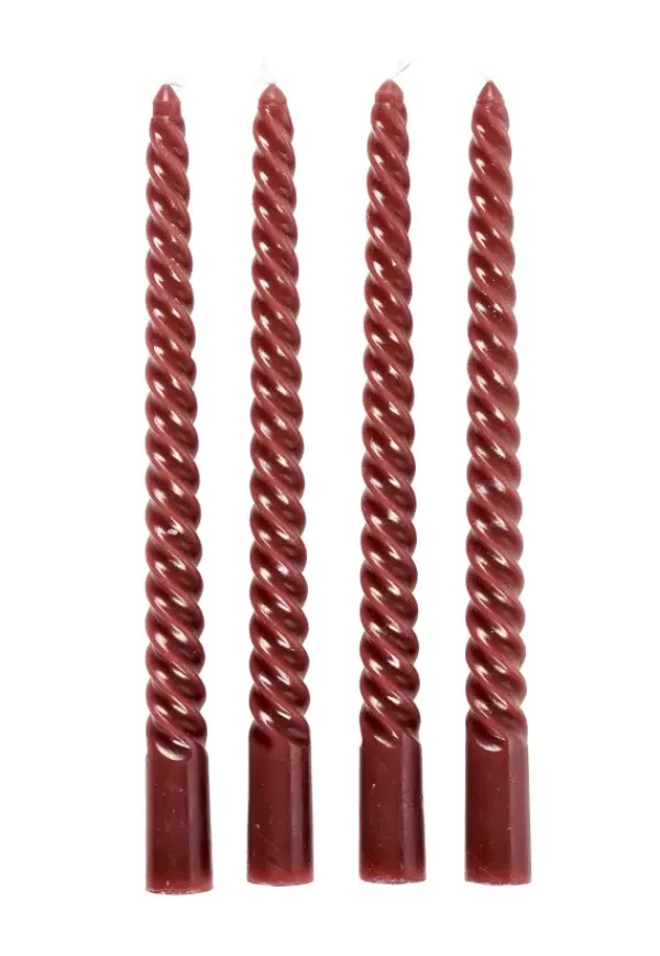 Velas-CASA Twist Velas Viradas Conjunto De 4 Vermelho