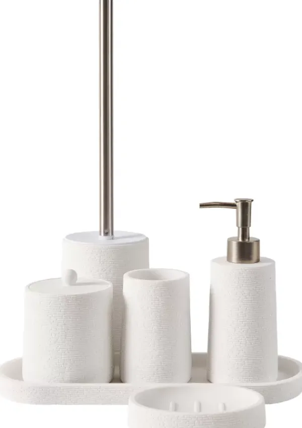 Acessórios Sanita-CASA White Elegance Escova Sanita Em Suporte Branco, Prateado