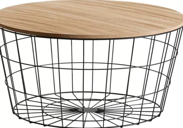 Mesas De Centro-CASA Wire Xl Mesa Auxiliar Xl Preto, Natural