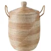 Cestos Para Roupa-CASA Yasmine Cesto Luxuoso Com Tampa Branco, Natural
